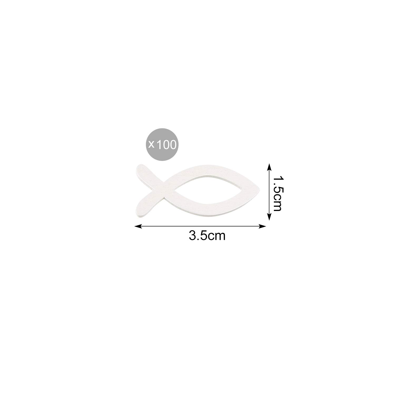 FEPITO Party Decorations poisson bois blanc 3,5 cm 100 pcs