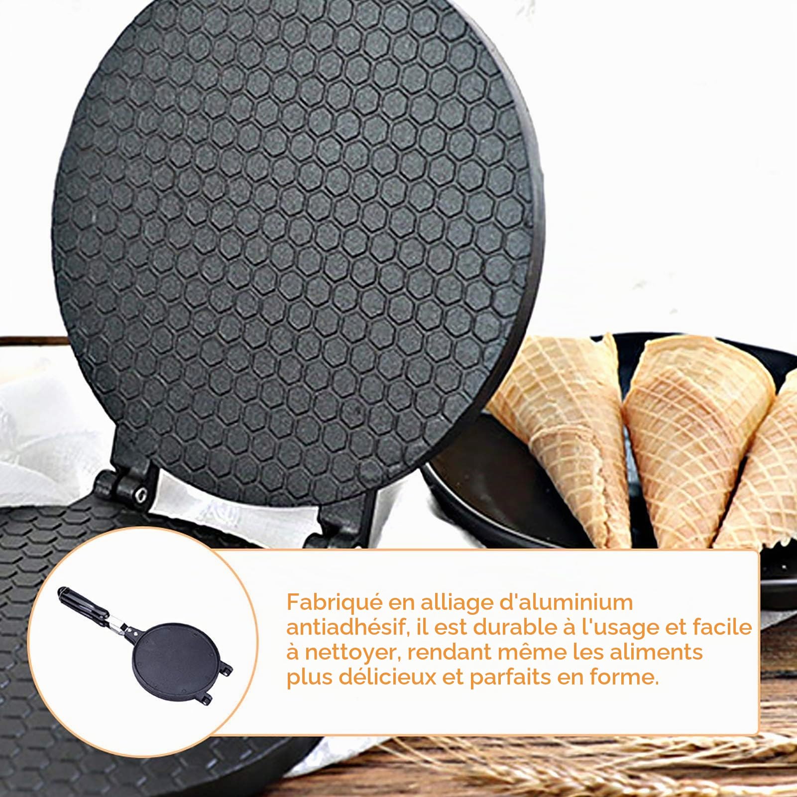 Ejoyous Kitchen gaufrier cornet Mini gaz antiadhésif 38,5 cm