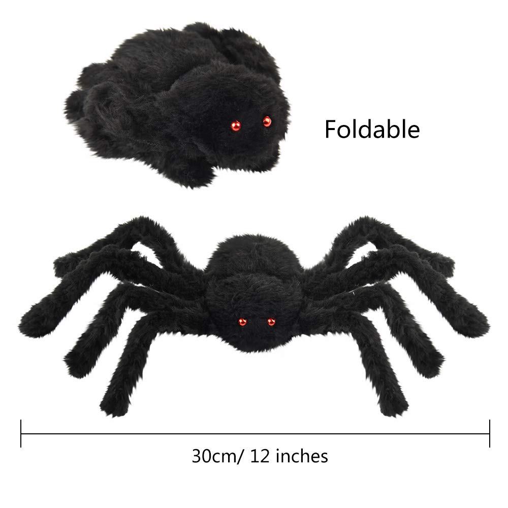 FEPITO Party Decorations araignée Halloween noire 30cm lot 2