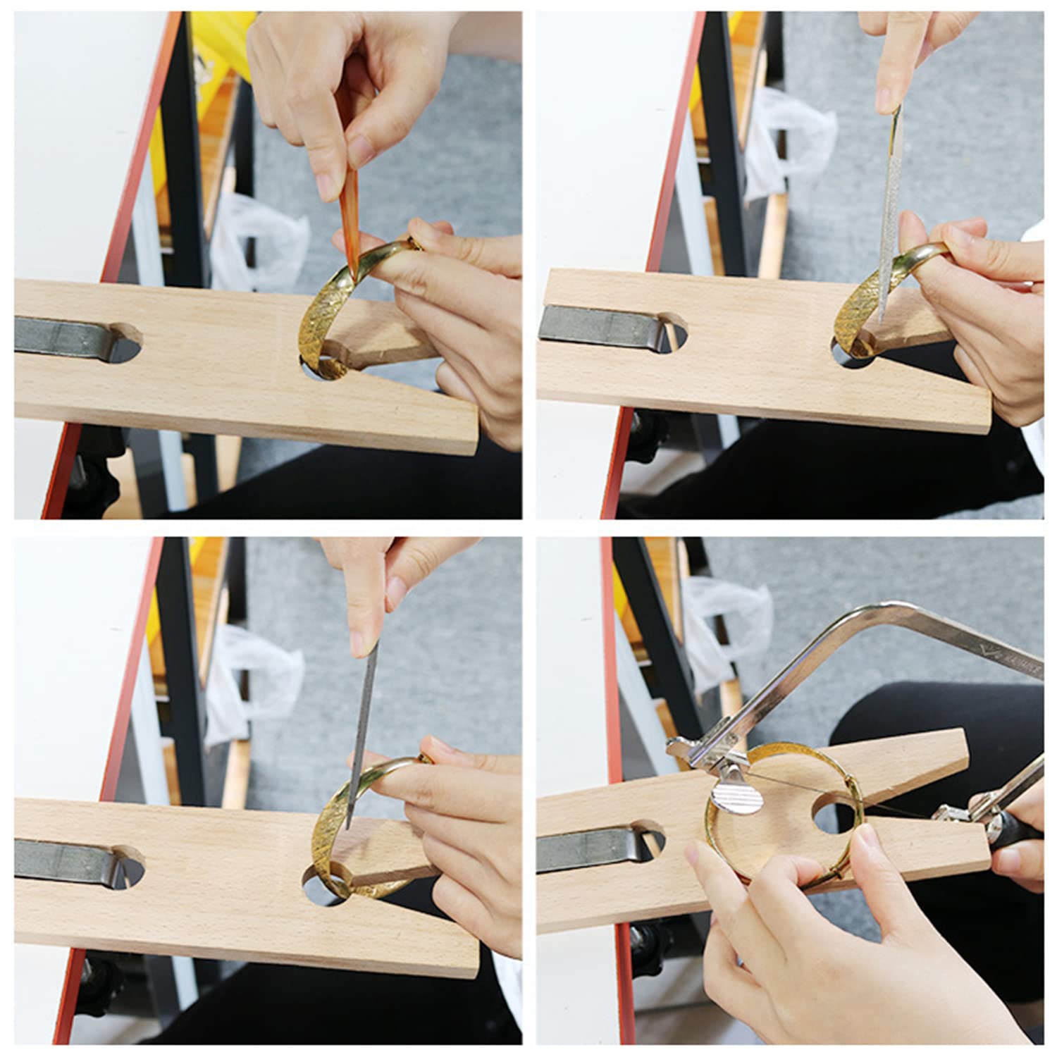 Tissting Établi Bijoutier Bois Dur Forme V avec Fixation