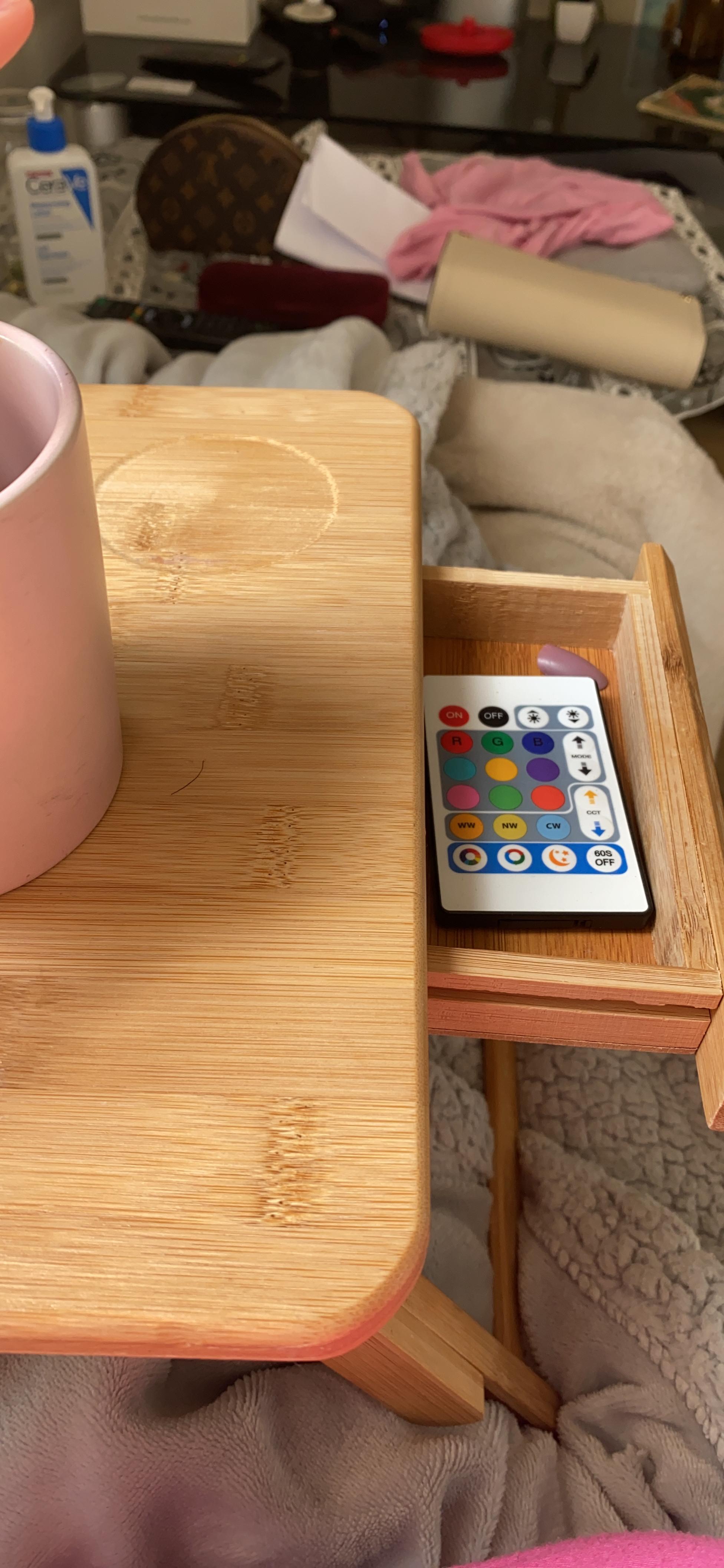 Ejoyous table de lit bambou pliable tiroir 50x30