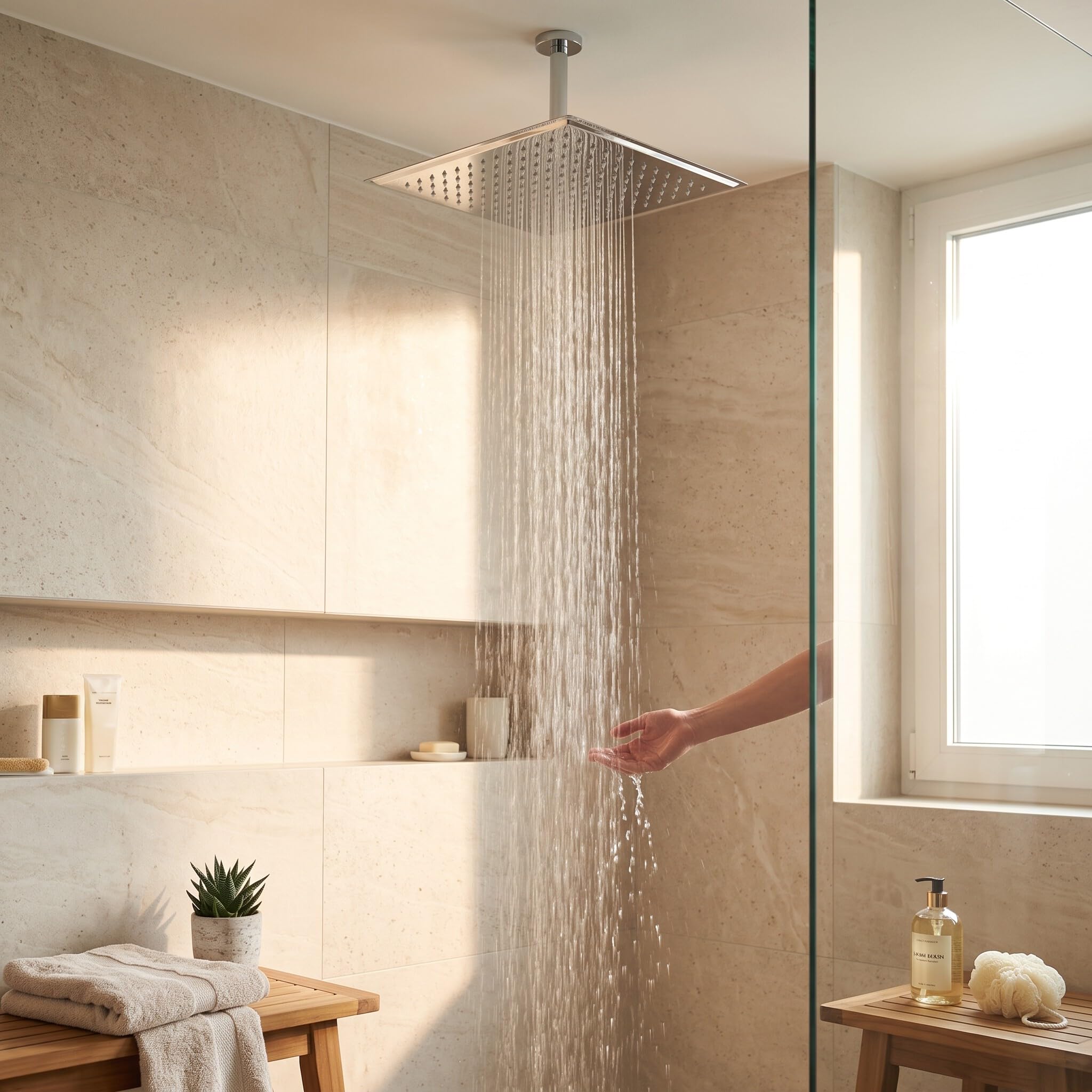 Ejoyous Bathroom Pommeau Douche Pluie 50x50cm Inox Argent