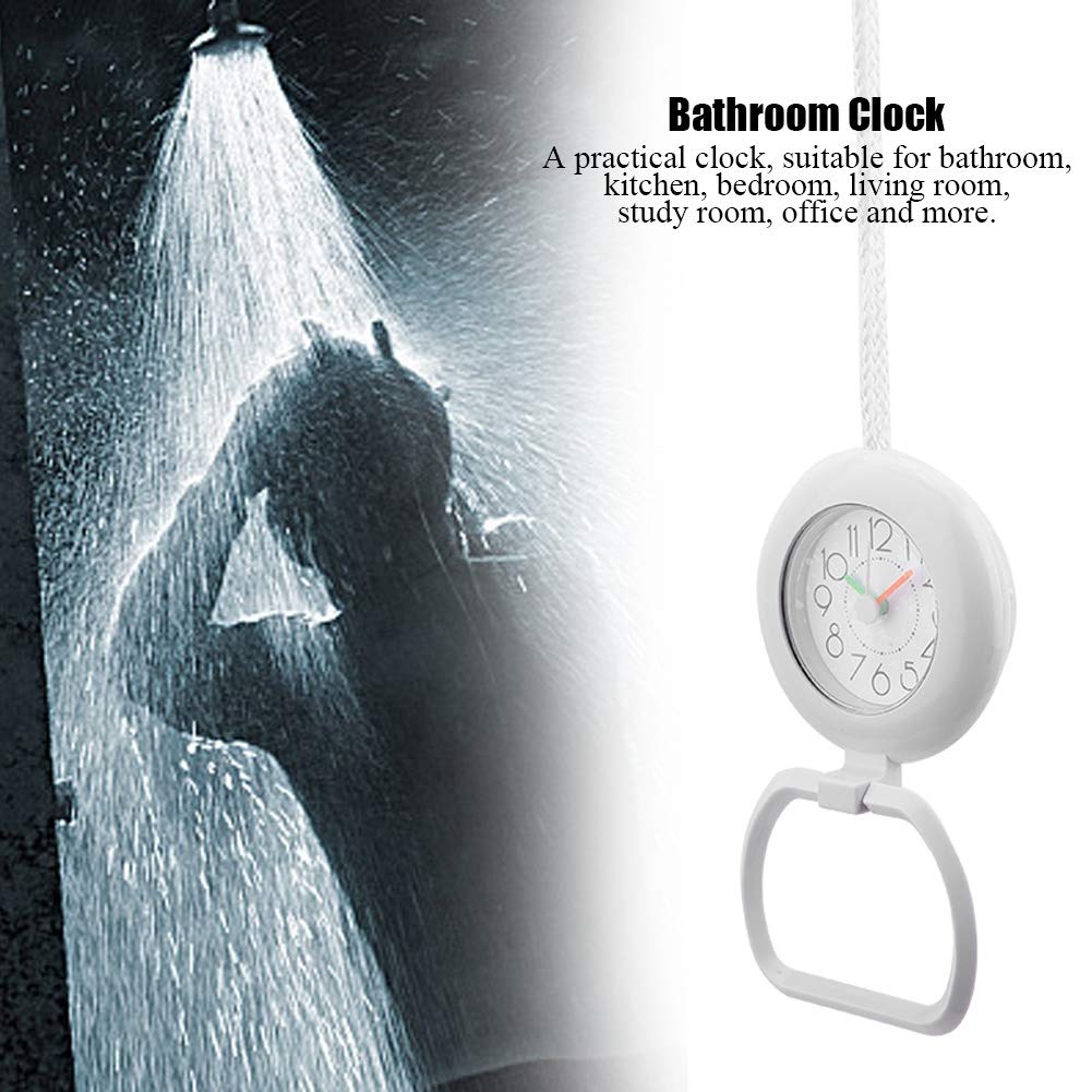 Jadeshay Horloge salle de bain étanche blanche