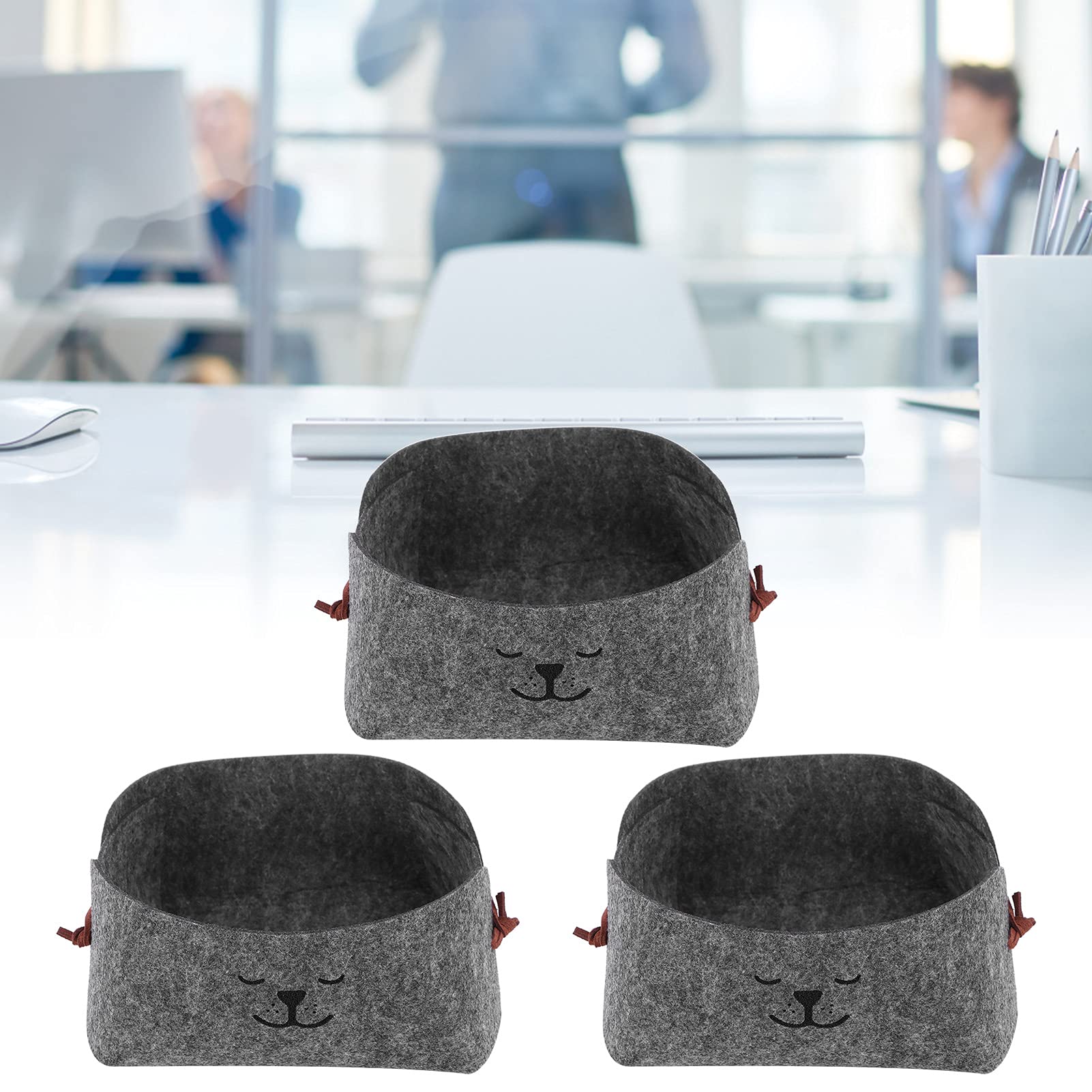 Tissting Boîte rangement feutre pliable lot de 3 petite