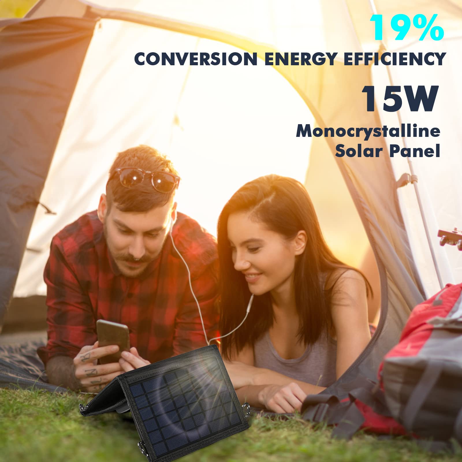Jadeshay Solaire Photovoltaïque 15W panneau solaire pliable USB