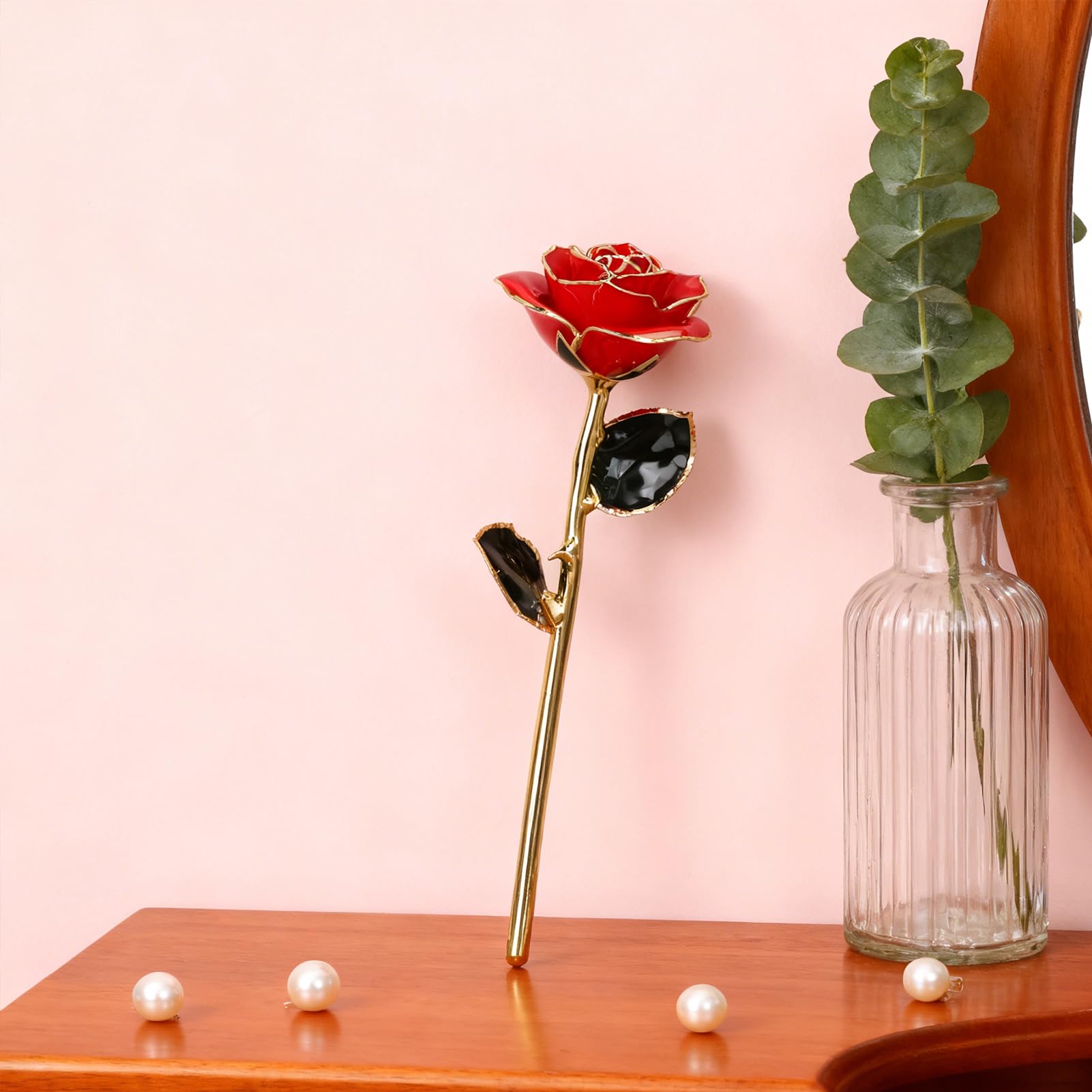 Ejoyous Living Room rose or 24K jaune doré avec support