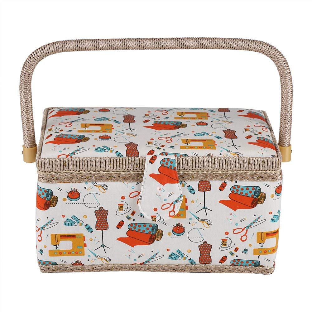 Ejoyous Tool boîte couture tissu floral grande 30,5 cm