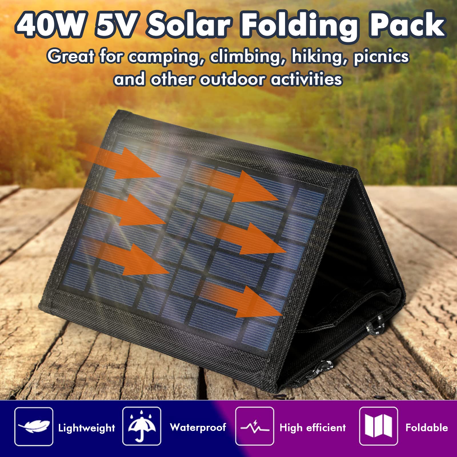 Jadeshay Solaire Photovoltaïque panneau 40W pliable USB