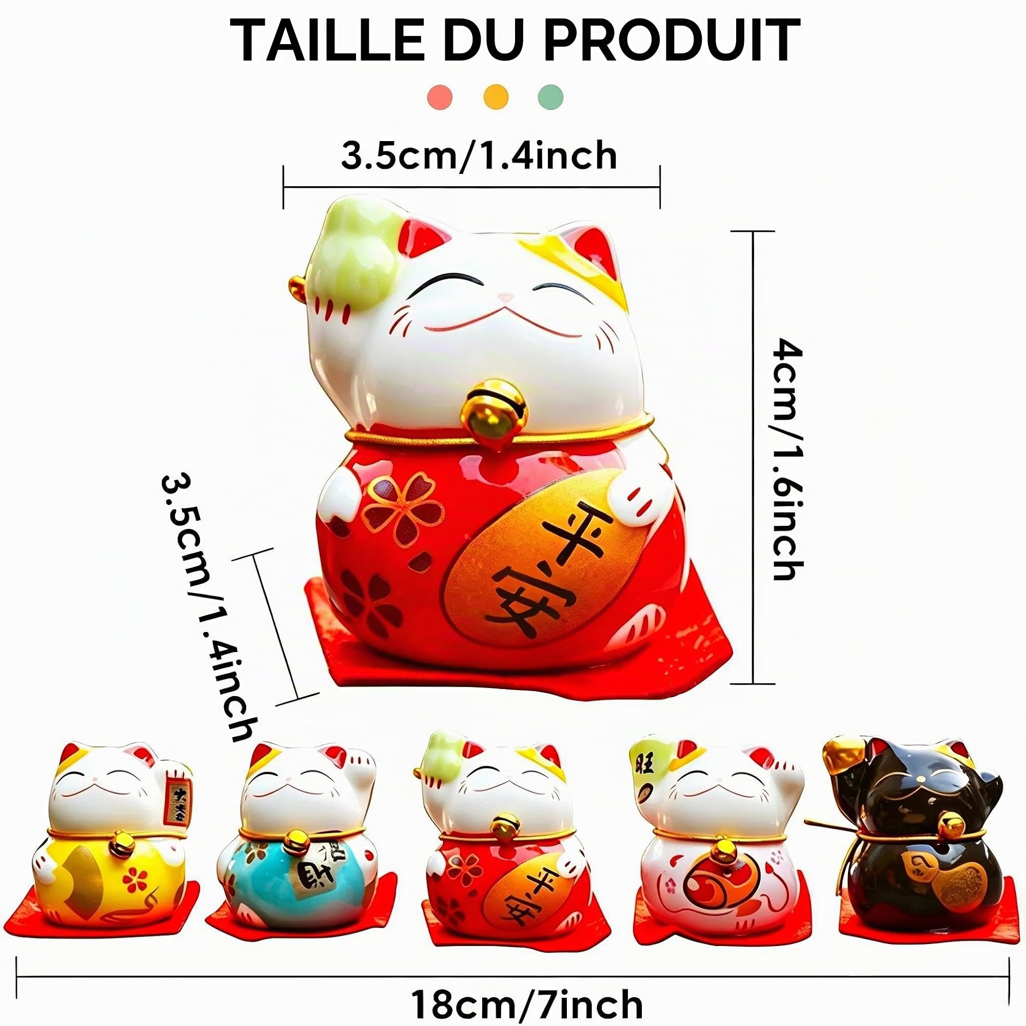 Tissting Home Decoration maneki neko figurines lot 5 couleurs