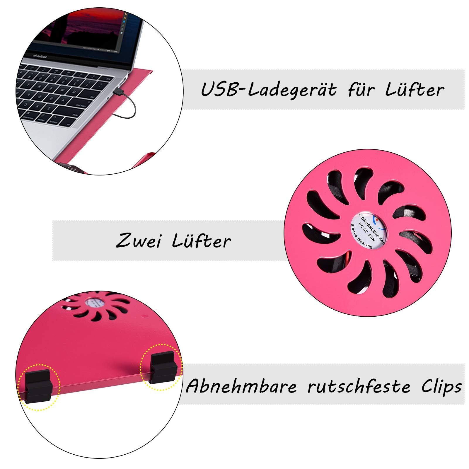 Ejoyous Table Lit Pliable Alu Rose Rouge + ventilateurs
