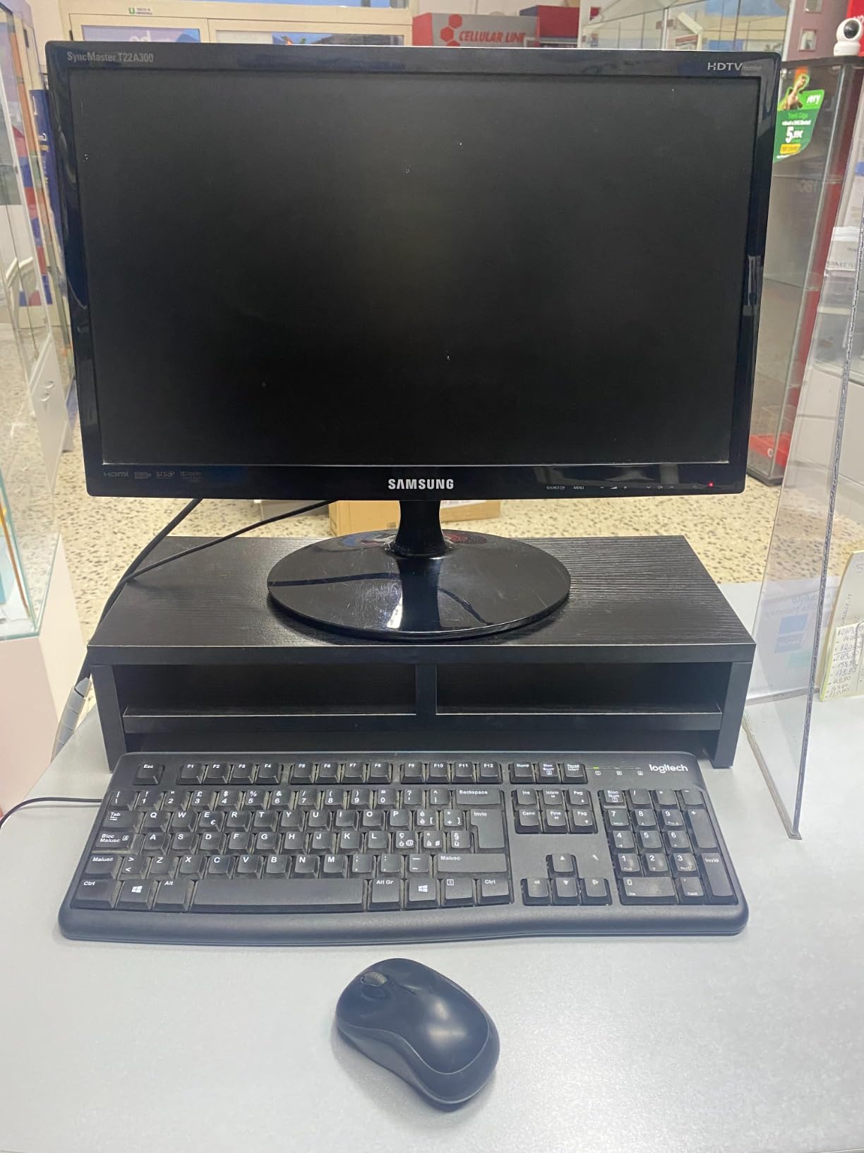 Ejoyous Computer Table support moniteur bois noir 2 tiroirs