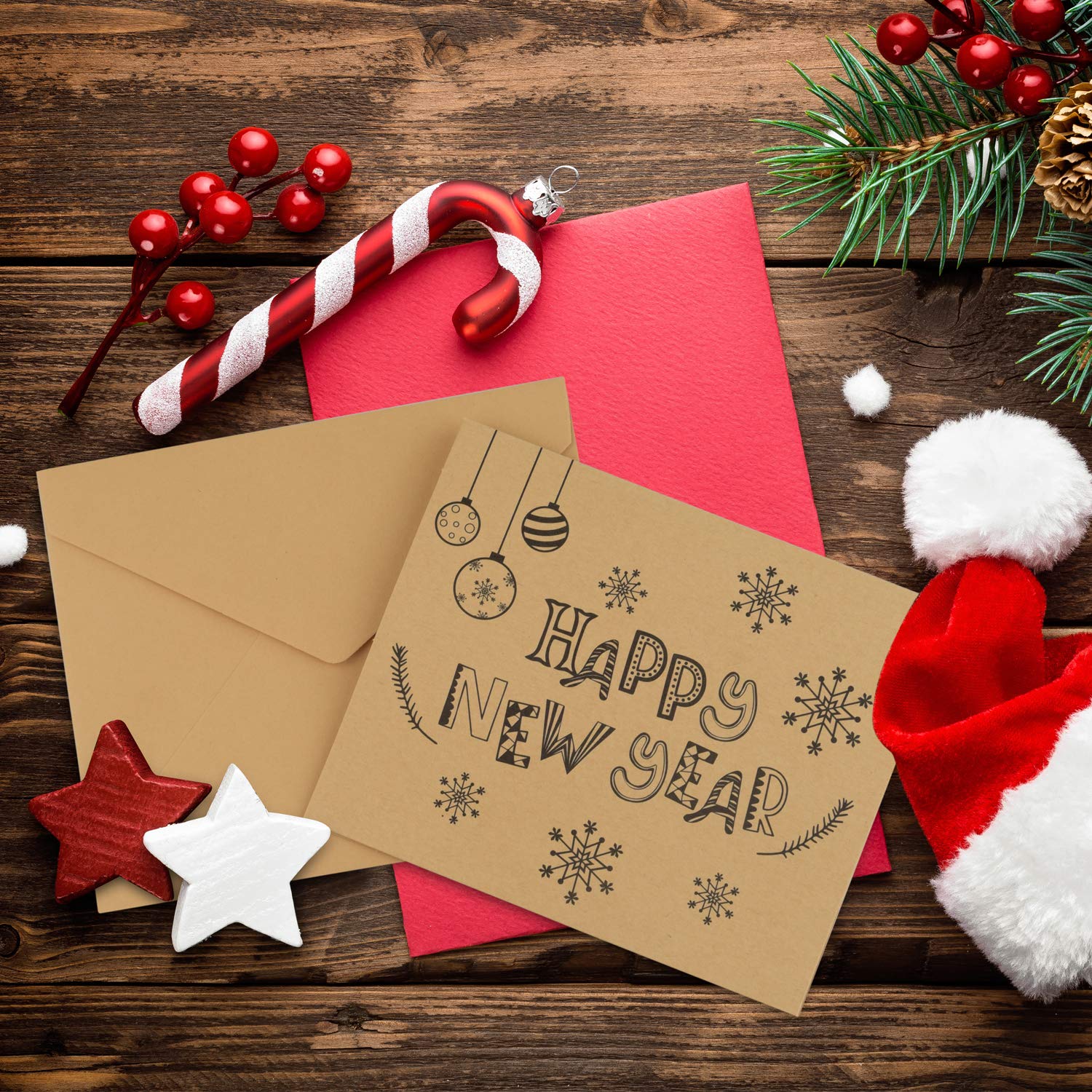 FEPITO cartes de voeux Bonne Année kraft 36 pièces
