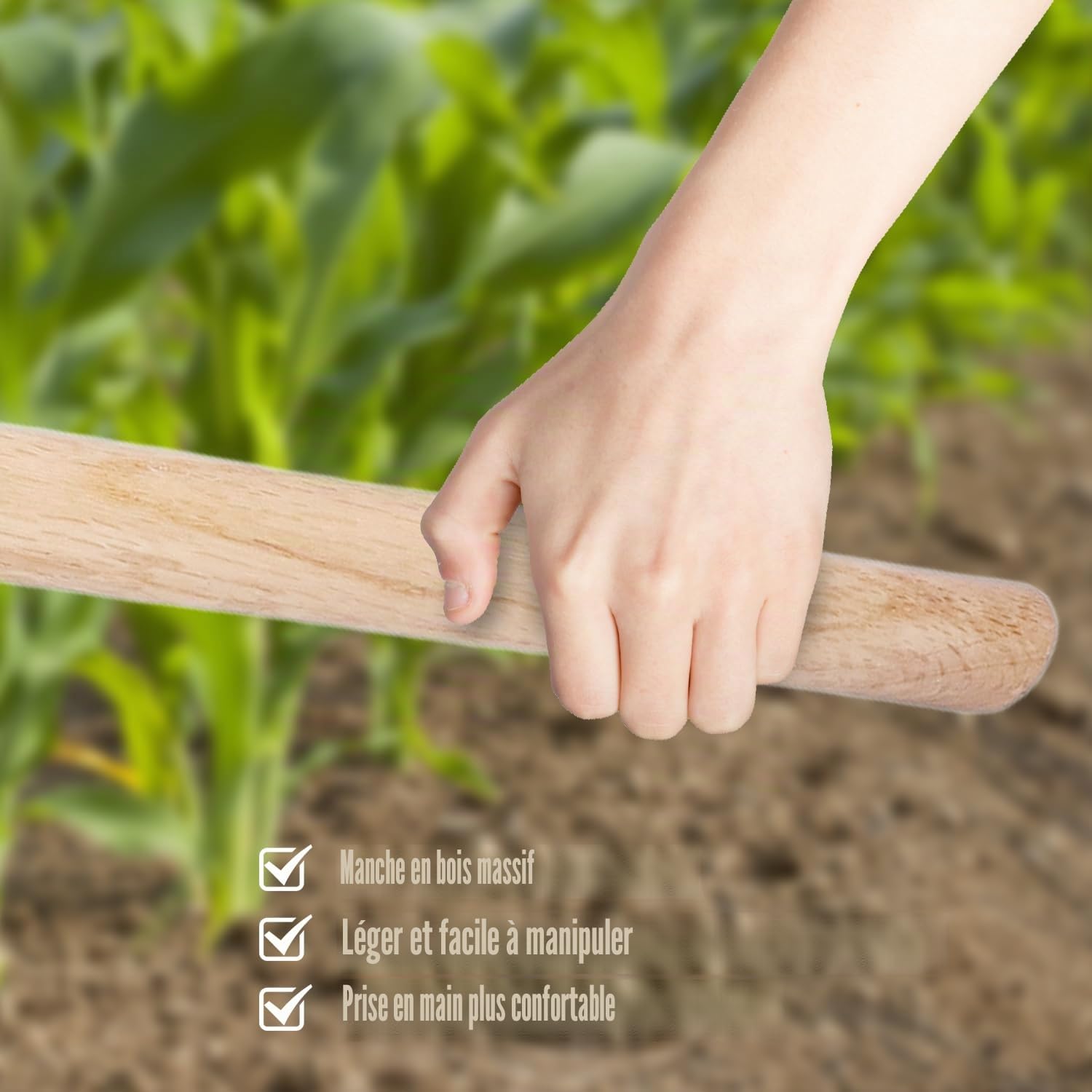 Tissting Gardening Tools pioche de jardin inox 40 cm manche bois