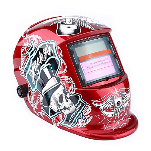 Ejoyous Masque de Soudure Auto DIN 9-13 Rouge Pirate TIG MIG