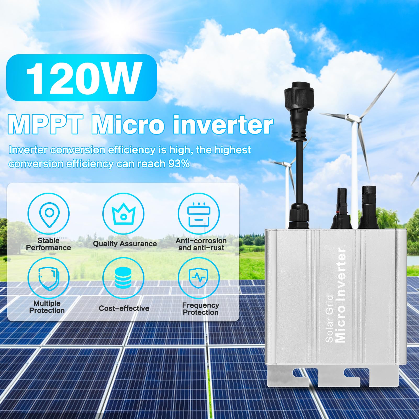 Jadeshay Solaire Photovoltaïque Micro Onduleur 120W Onduleur Réseau MPPT