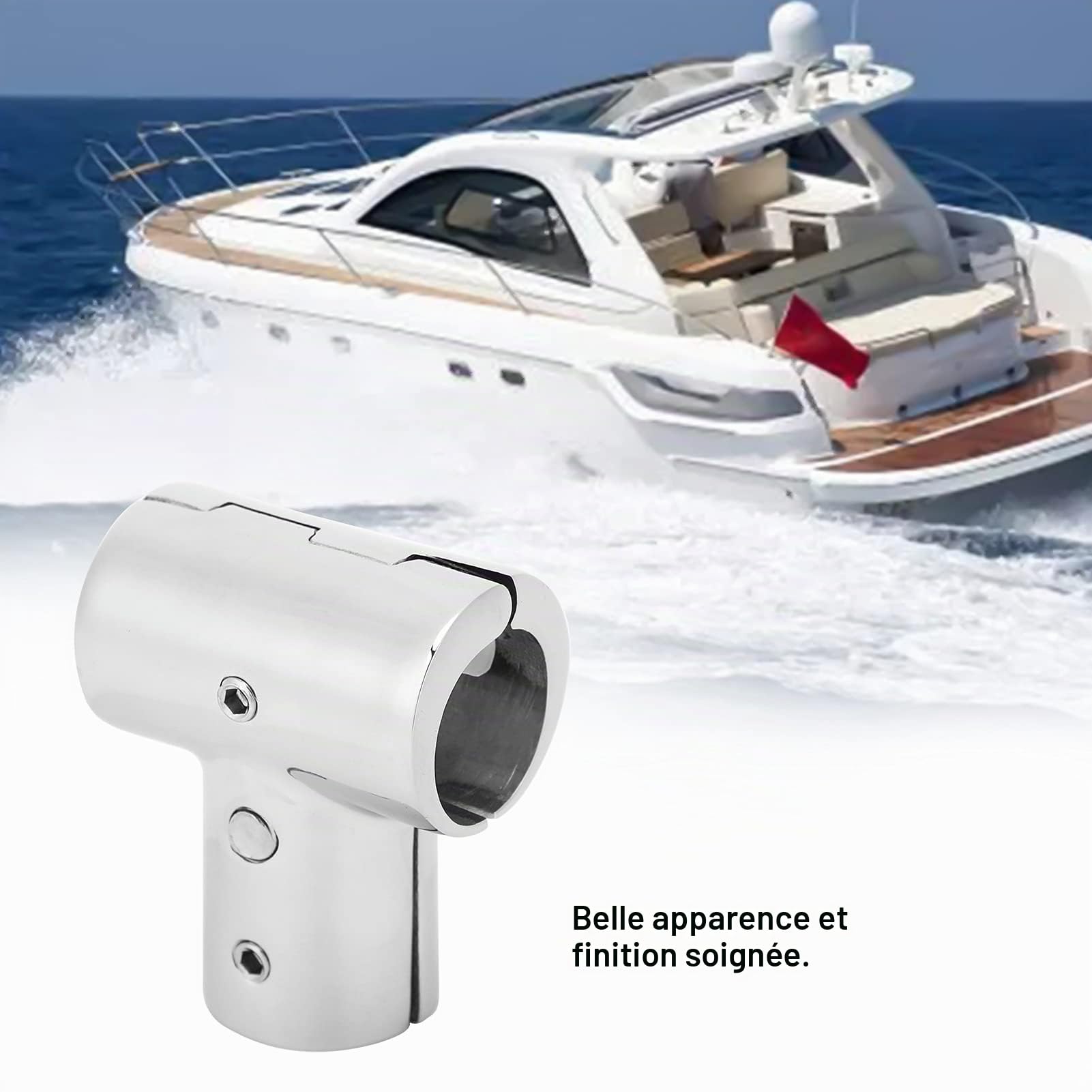 Tissting Vehicle Boat connecteur T inox 22 mm tube bateau
