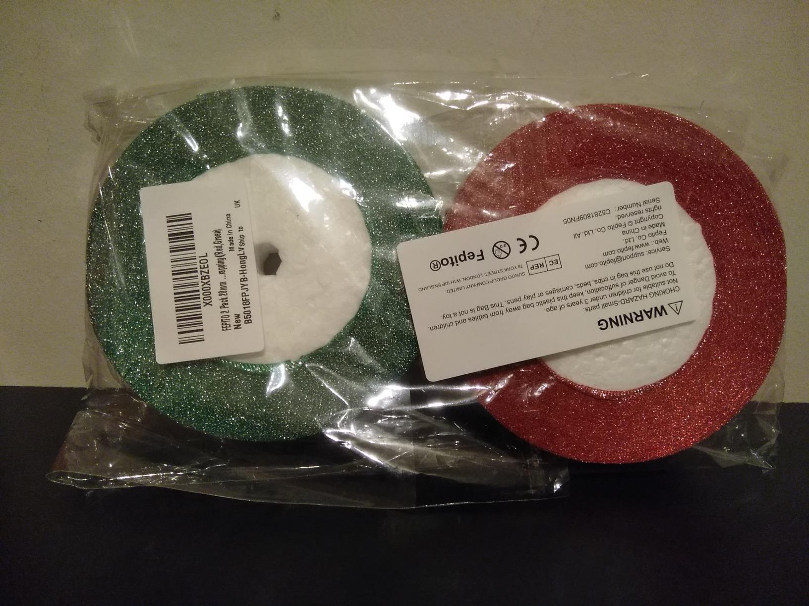 FEPITO Ruban Noël Argenté Organza Paillettes 20 mm x 22 m Lot 2