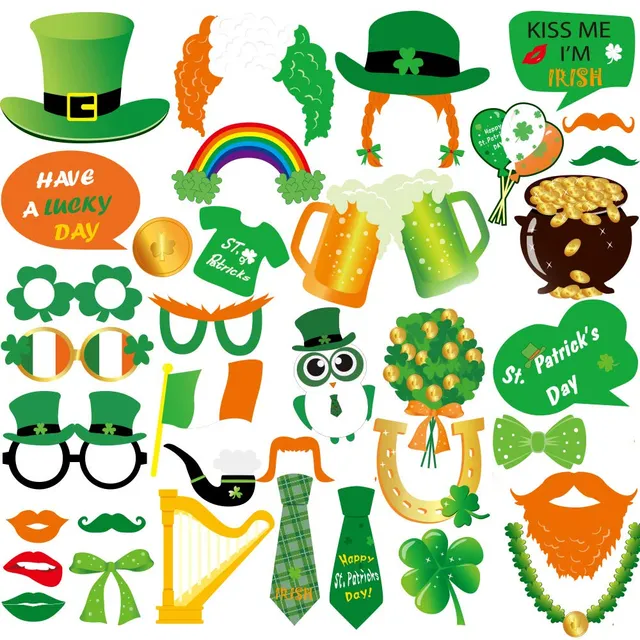 FEPITO Party Decorations photobooth Saint-Patrick 38 pièces carton
