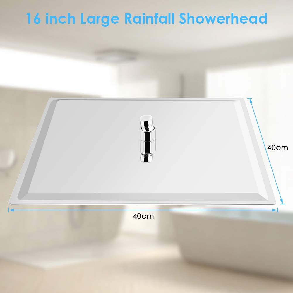 Ejoyous Pommeau Douche Pluie Inox 40x40 cm Argent