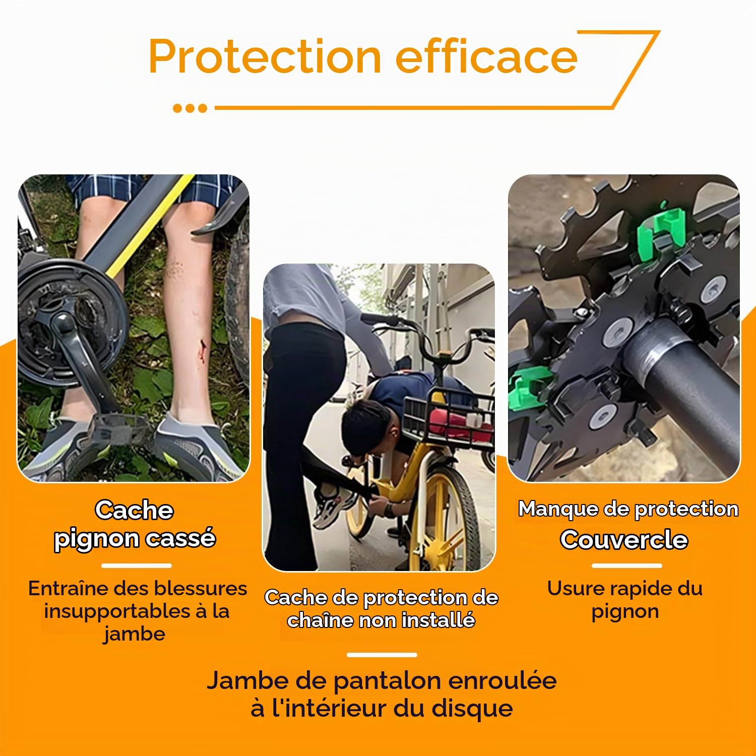 Tissting garde-chaîne vélo plateau plastique noir 4 trous