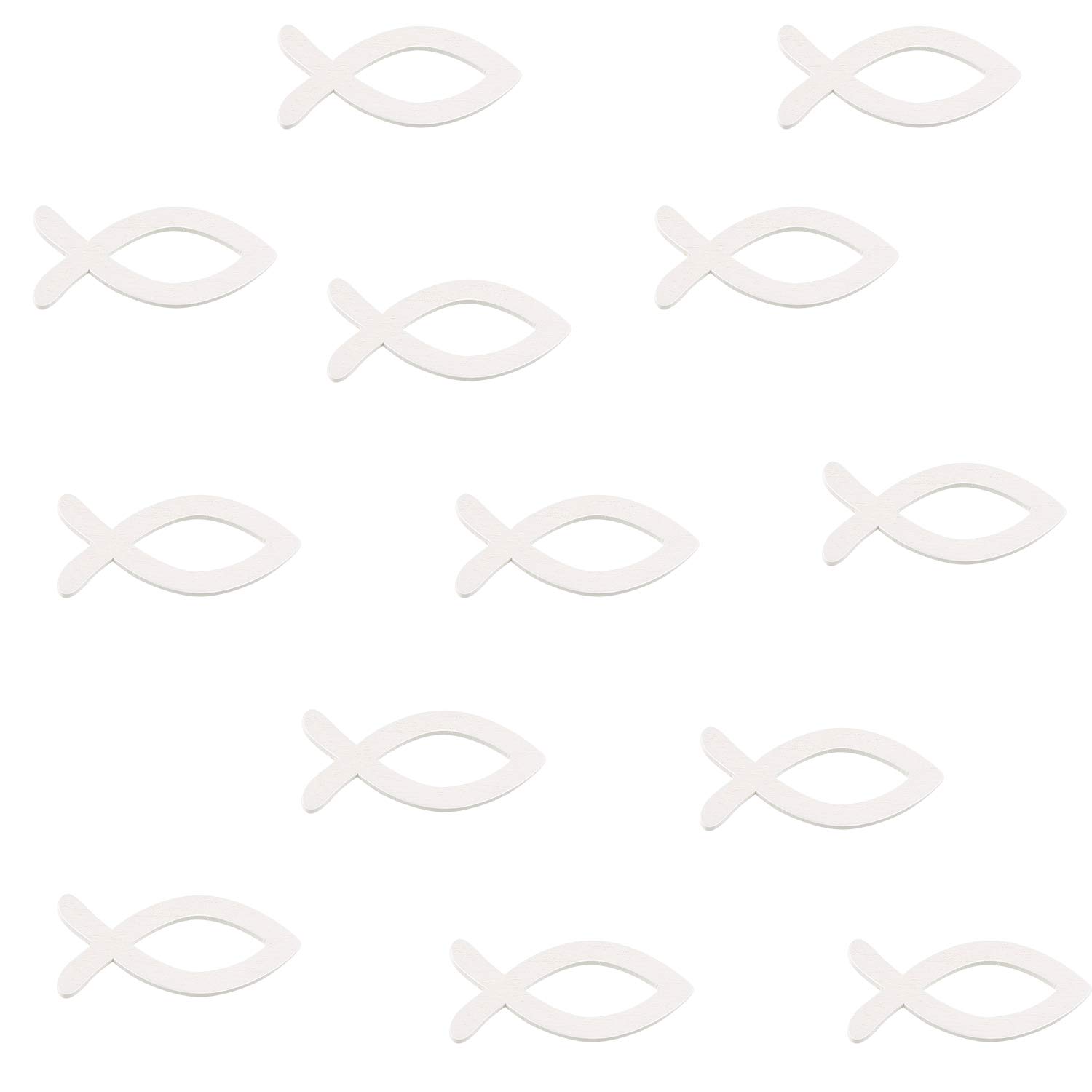 FEPITO Party Decorations poisson bois blanc 3,5 cm 100 pcs