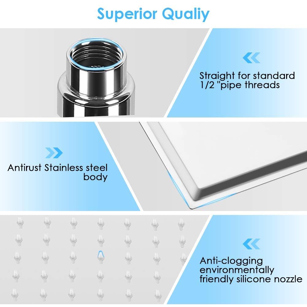 Ejoyous Bathroom Pommeau Douche Pluie 50x50cm Inox Argent