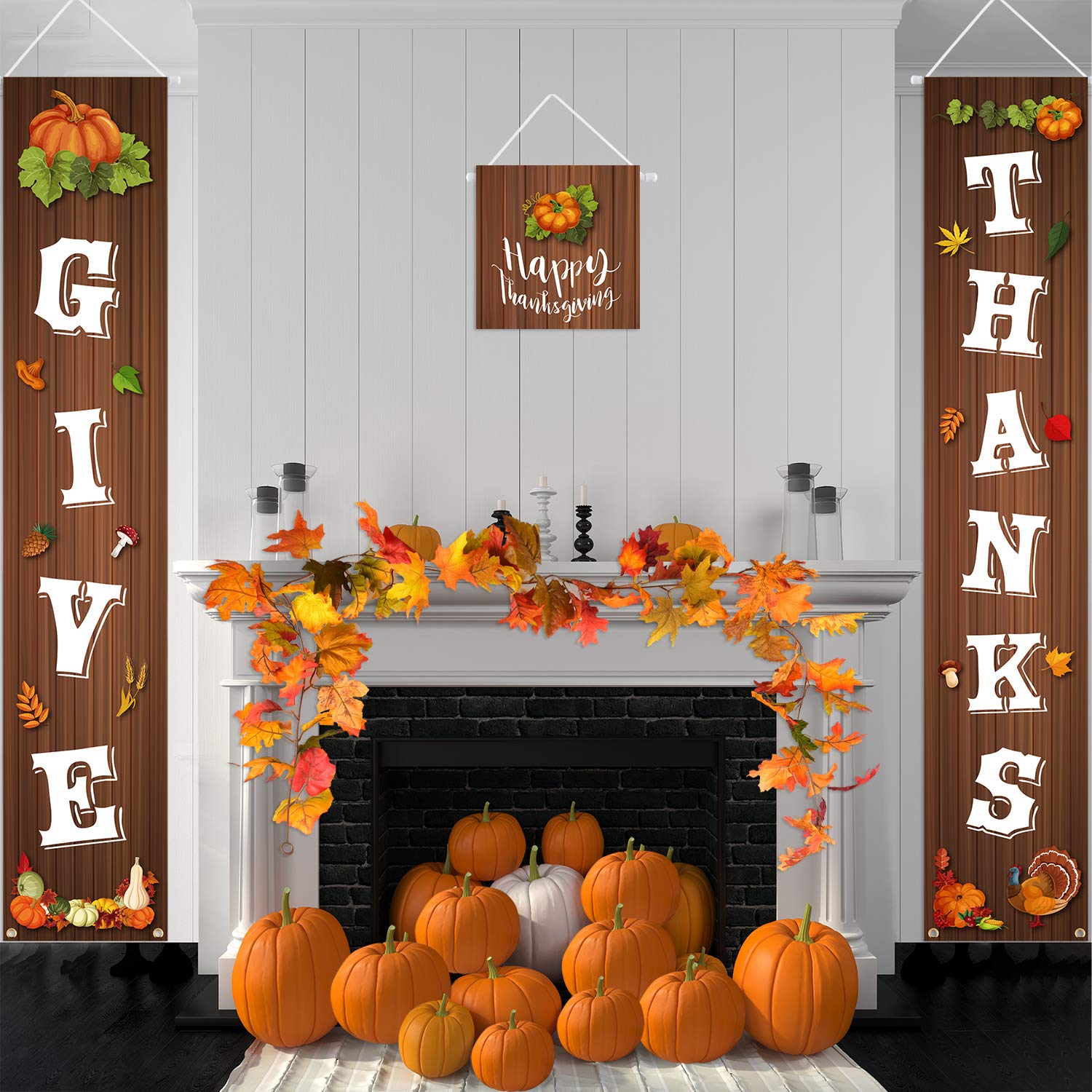 FEPITO Party Decorations bannière Thanksgiving 3 pcs polyester