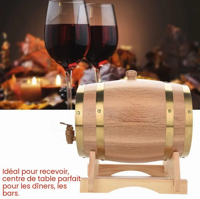 Ejoyous Tonneau Vin Chêne 5 L + Support Robinet