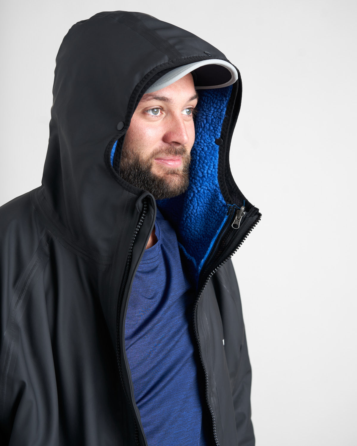 Rooster Aquafleece Robe peignoir étanche Noir/Bleu doublure