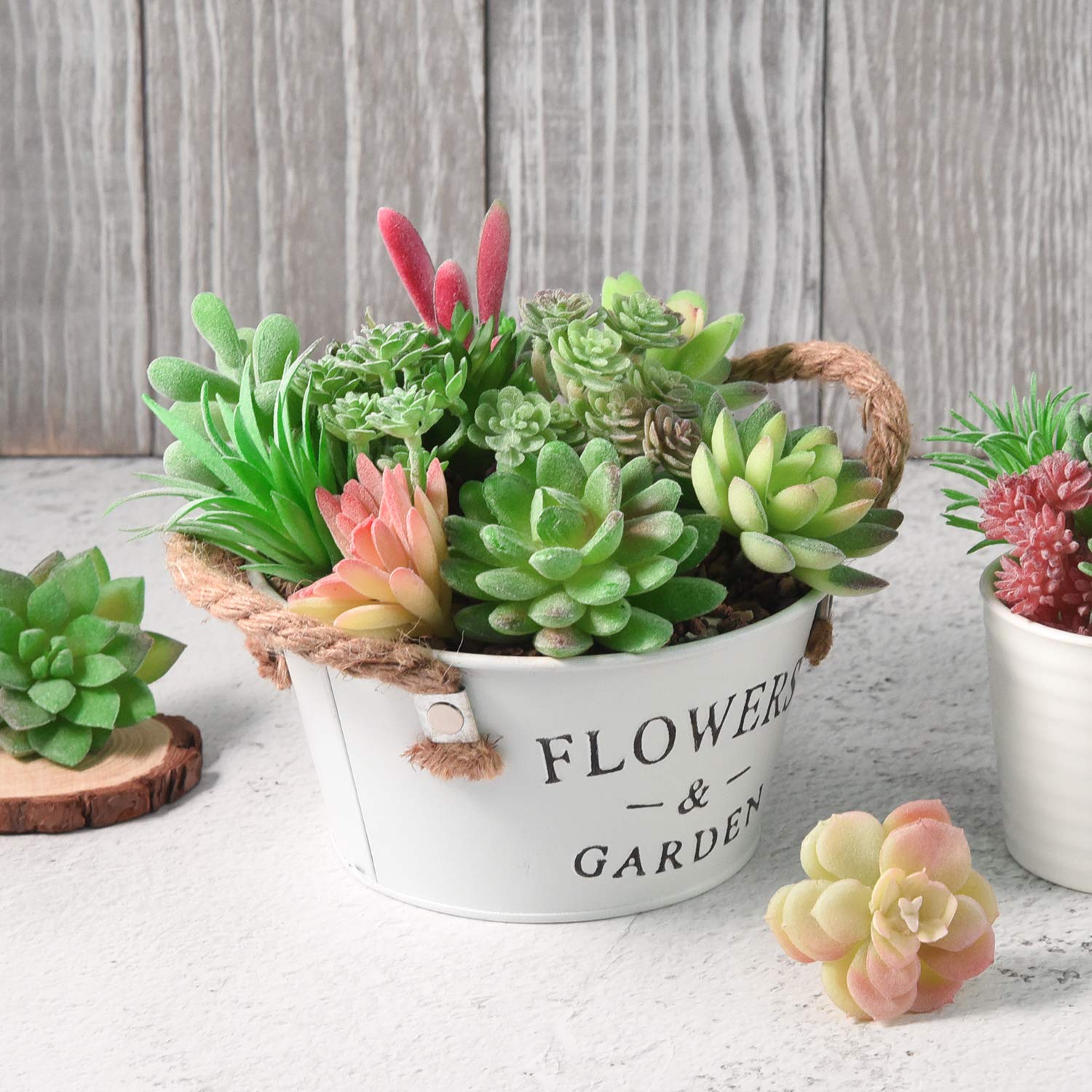 FEPITO Plantes succulentes artificielles vertes x15 mini