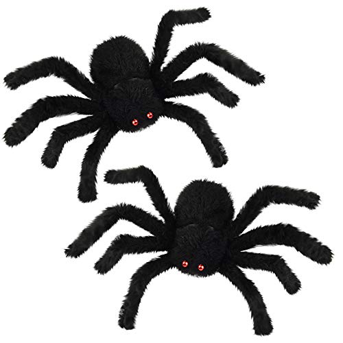 FEPITO Party Decorations araignée Halloween noire 30cm lot 2
