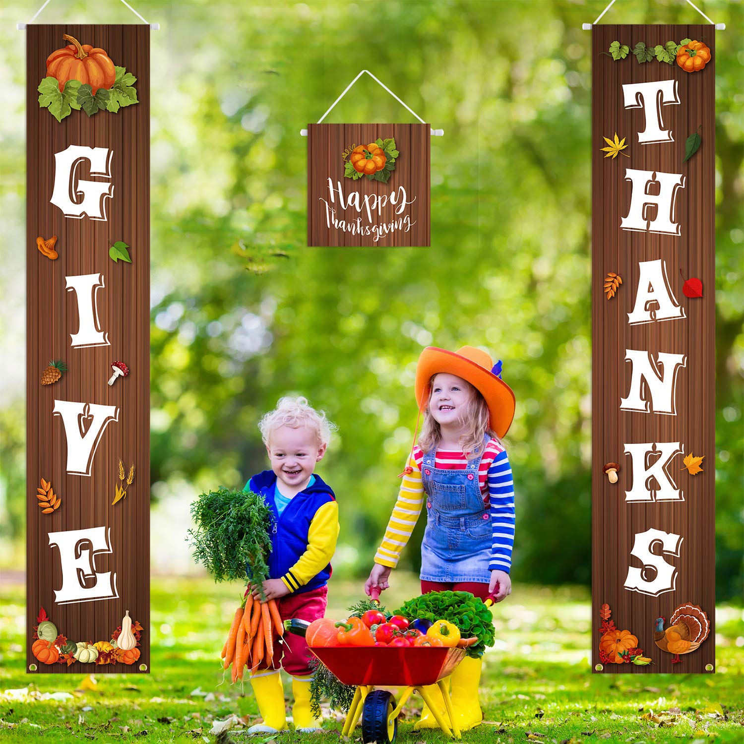 FEPITO Party Decorations bannière Thanksgiving 3 pcs polyester
