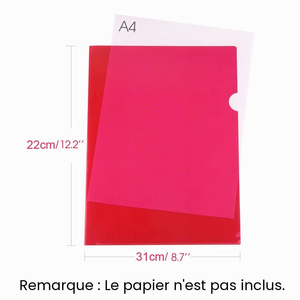 FEPITO Pochettes A4 plastique couleurs assorties lot 20