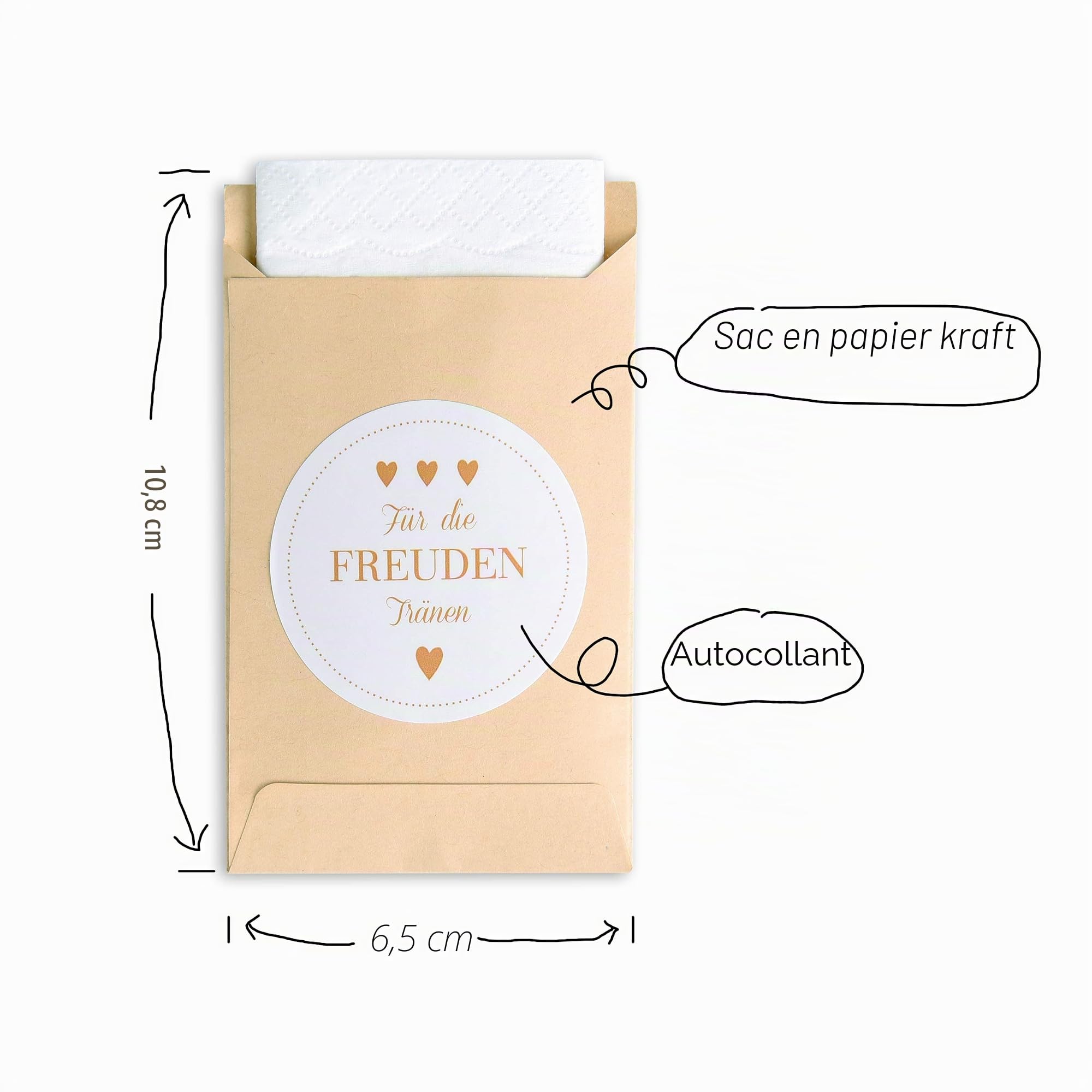 FEPITO 100 sacs papier mariage kraft larmes joie