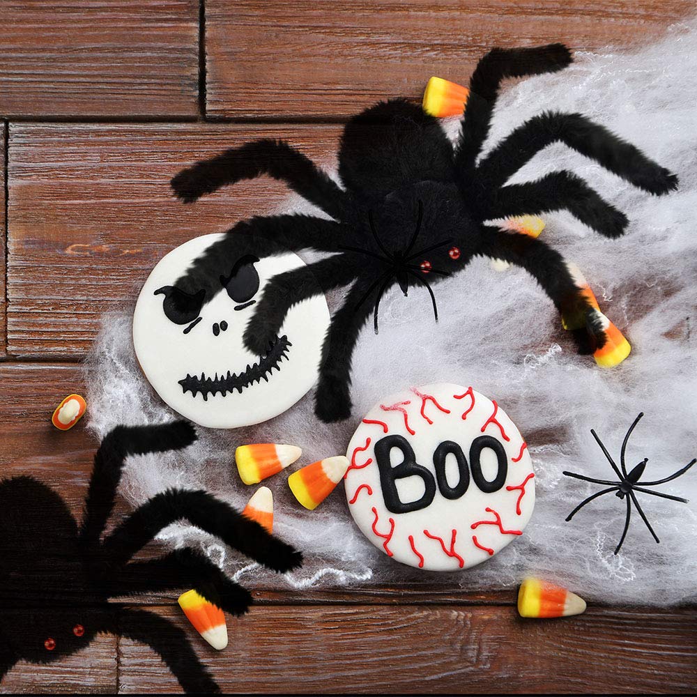FEPITO Party Decorations araignée Halloween noire 30cm lot 2