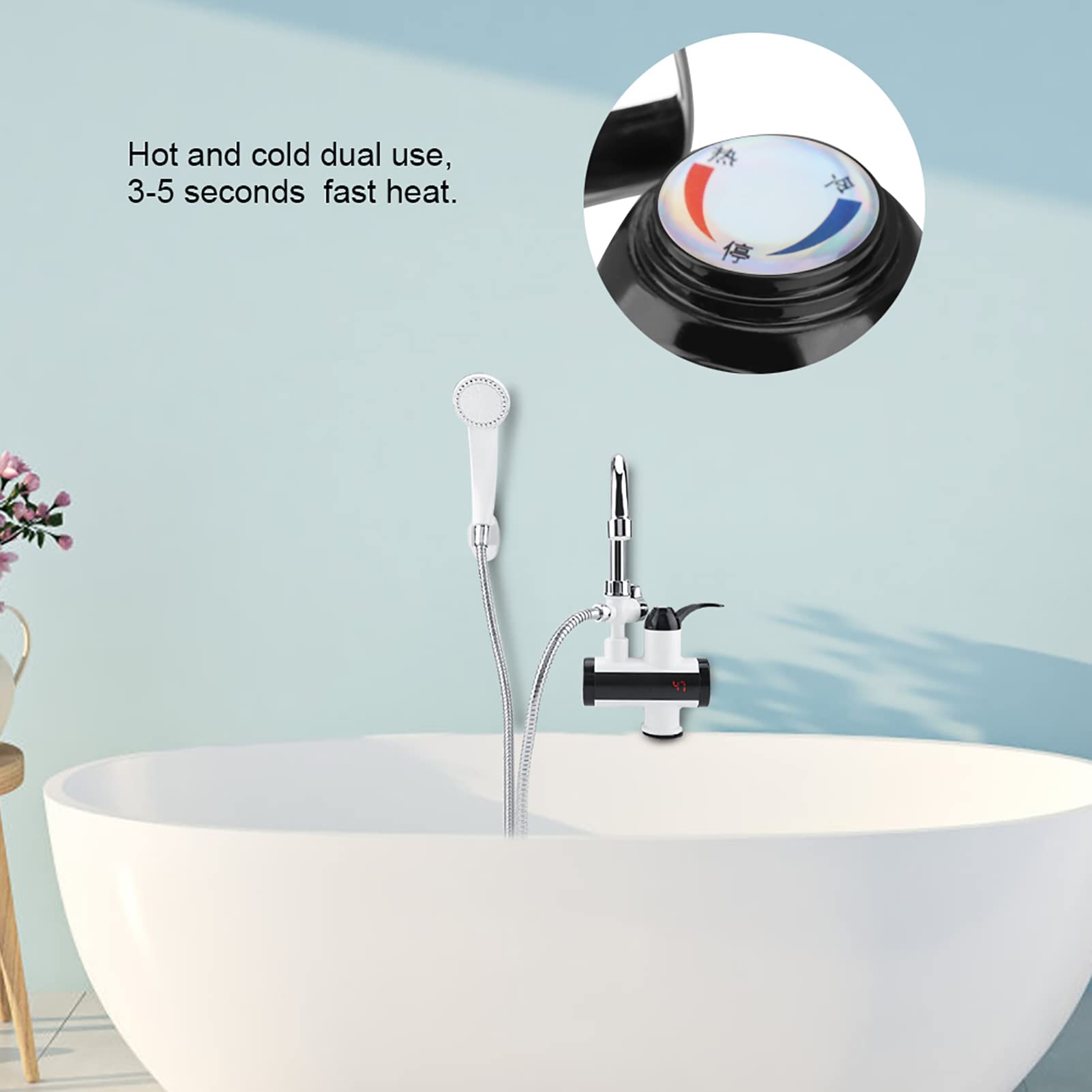 Ejoyous Kitchen robinet chauffant instantané 3000W inox douchette