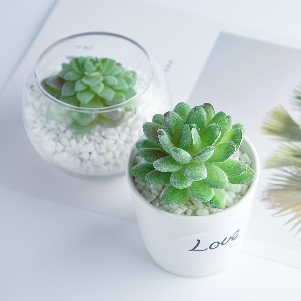 FEPITO Plantes succulentes artificielles vertes x15 mini