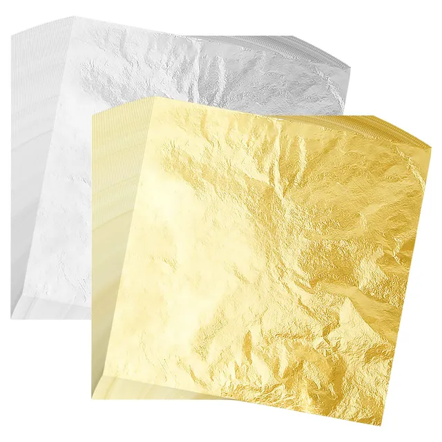 FEPITO 200 feuilles dorure or argent 14x14 cm