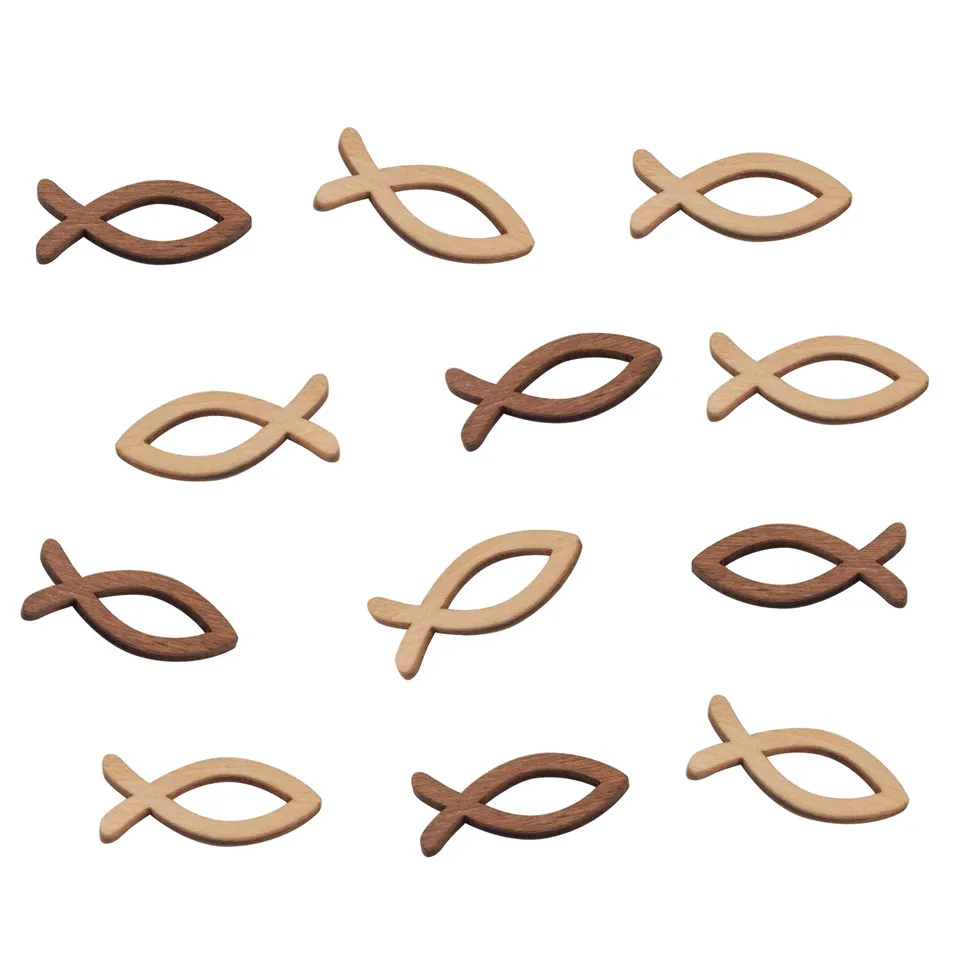 FEPITO Party Decorations confettis poisson bois 100 pcs marron
