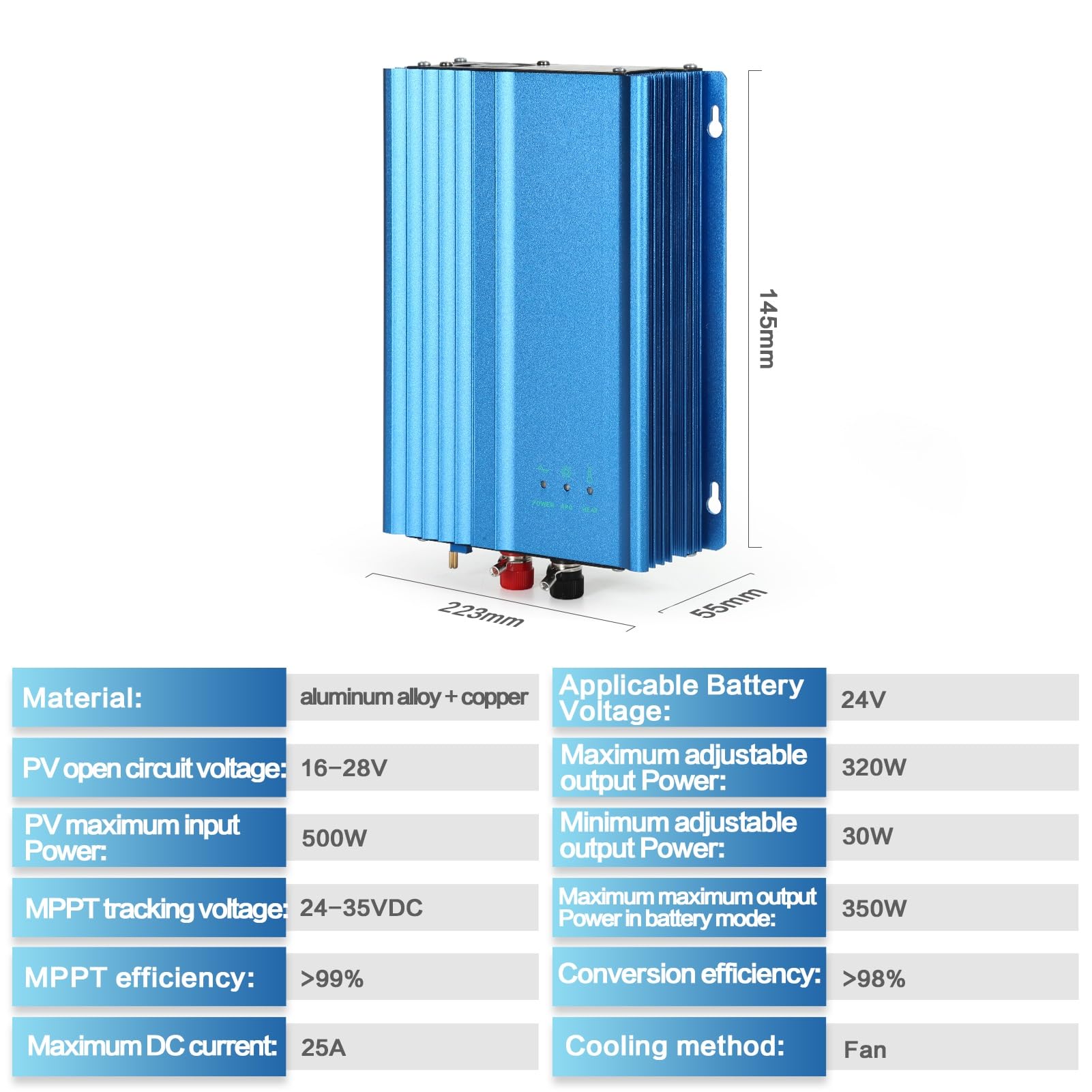 Jadeshay Onduleur Solaire Micro 500W 24V MPPT 220V
