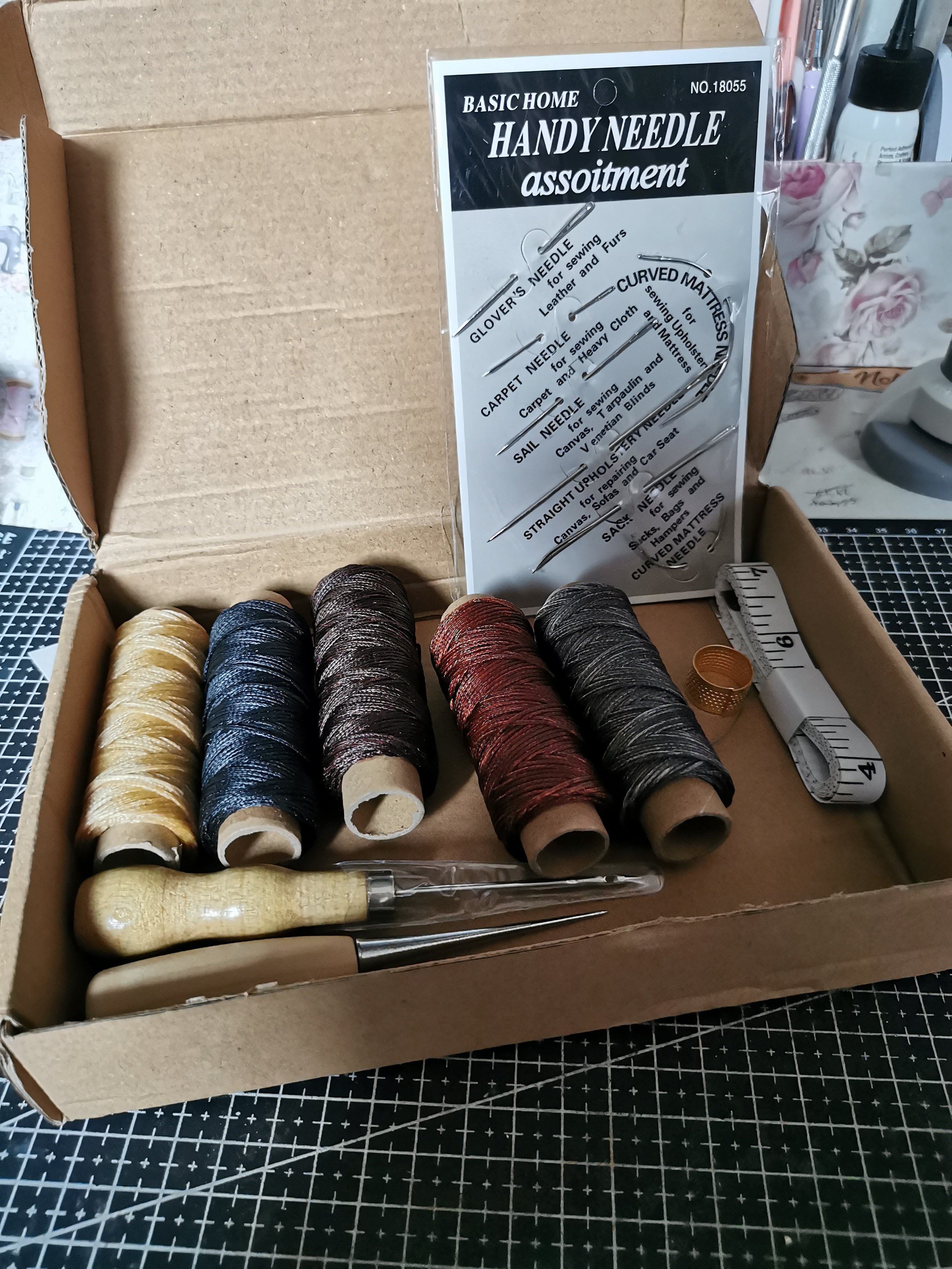 FEPITO fil ciré cuir 150D 8 couleurs kit 21 pièces
