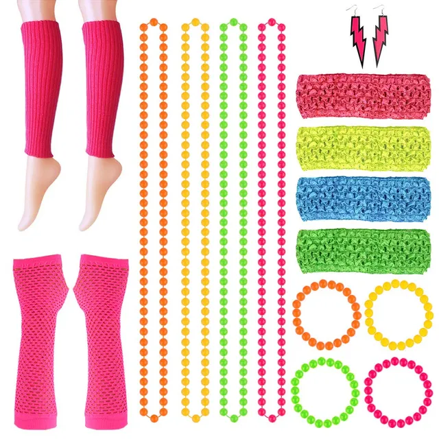 FEPITO Kit 18 Accessoires Années 80 Fluo Déguisement