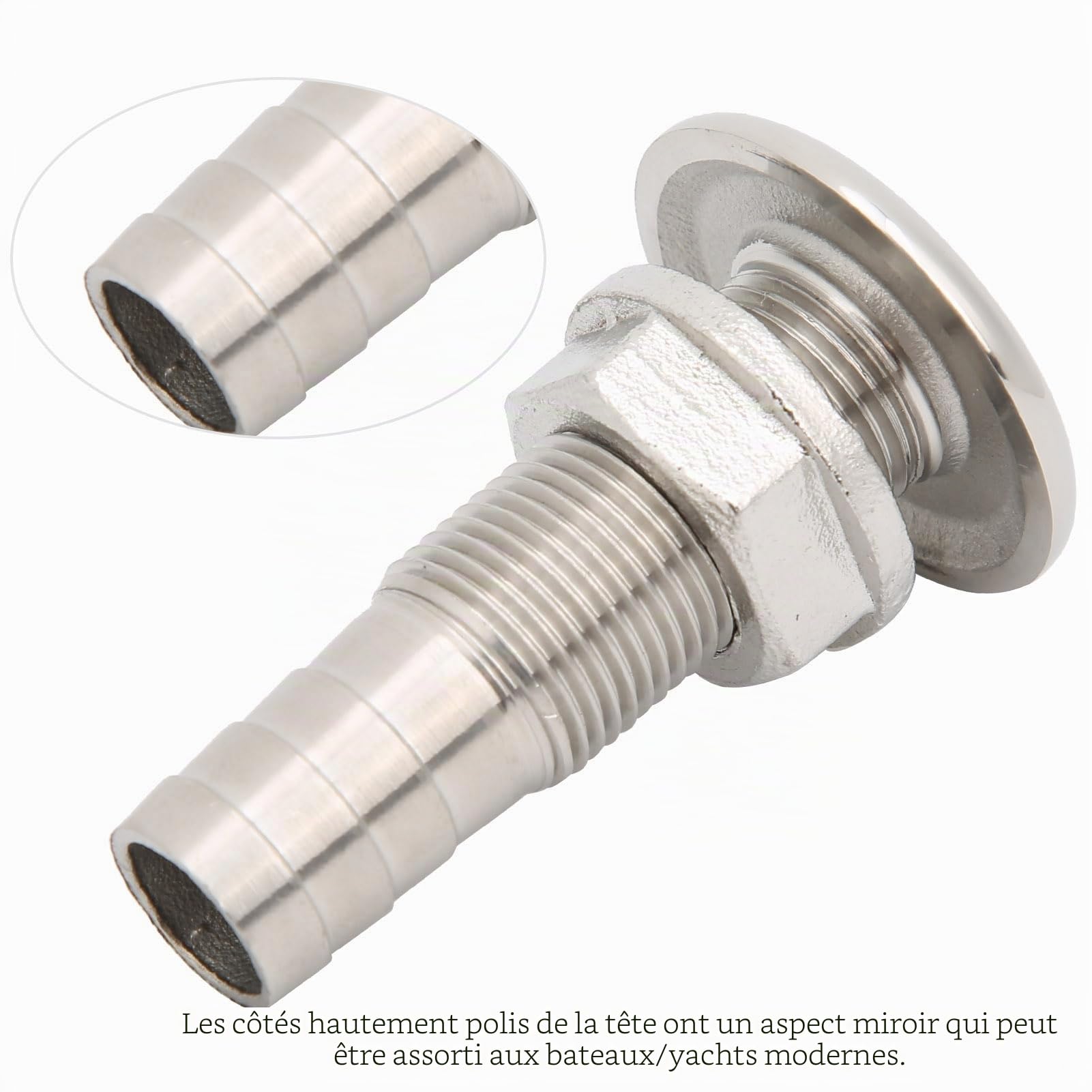 Tissting Passe-coque droit inox 316 3/4 pouce bateau