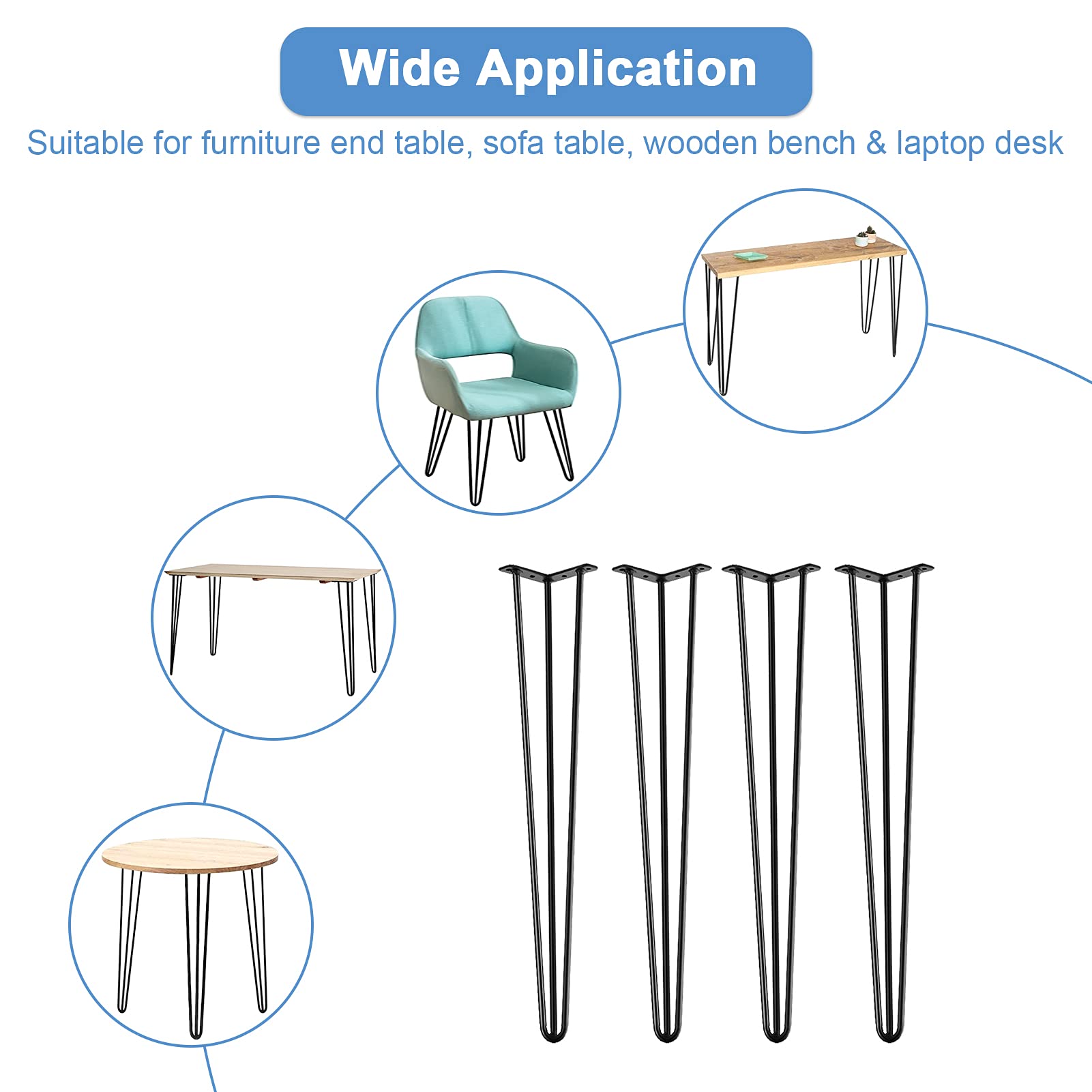 Ejoyous Home Improvement pieds table métal 71cm x4