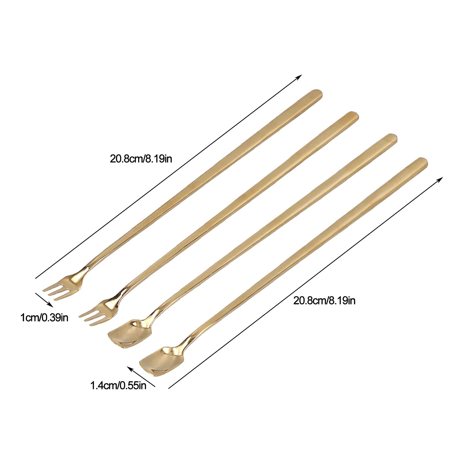 Tissting couverts dessert inox or 4 pièces longues
