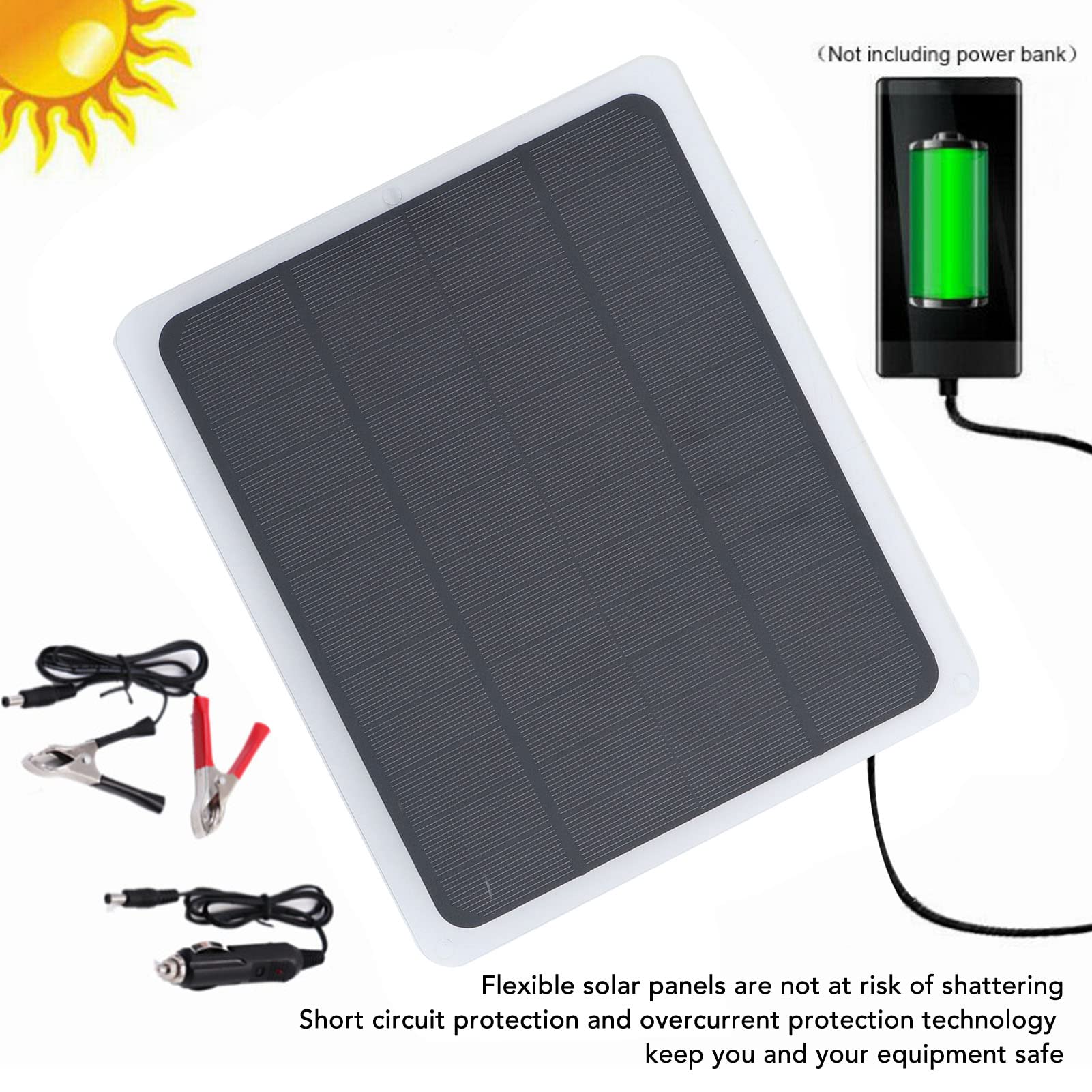 Jadeshay Panneau Solaire 12V 20W Kit USB Portable