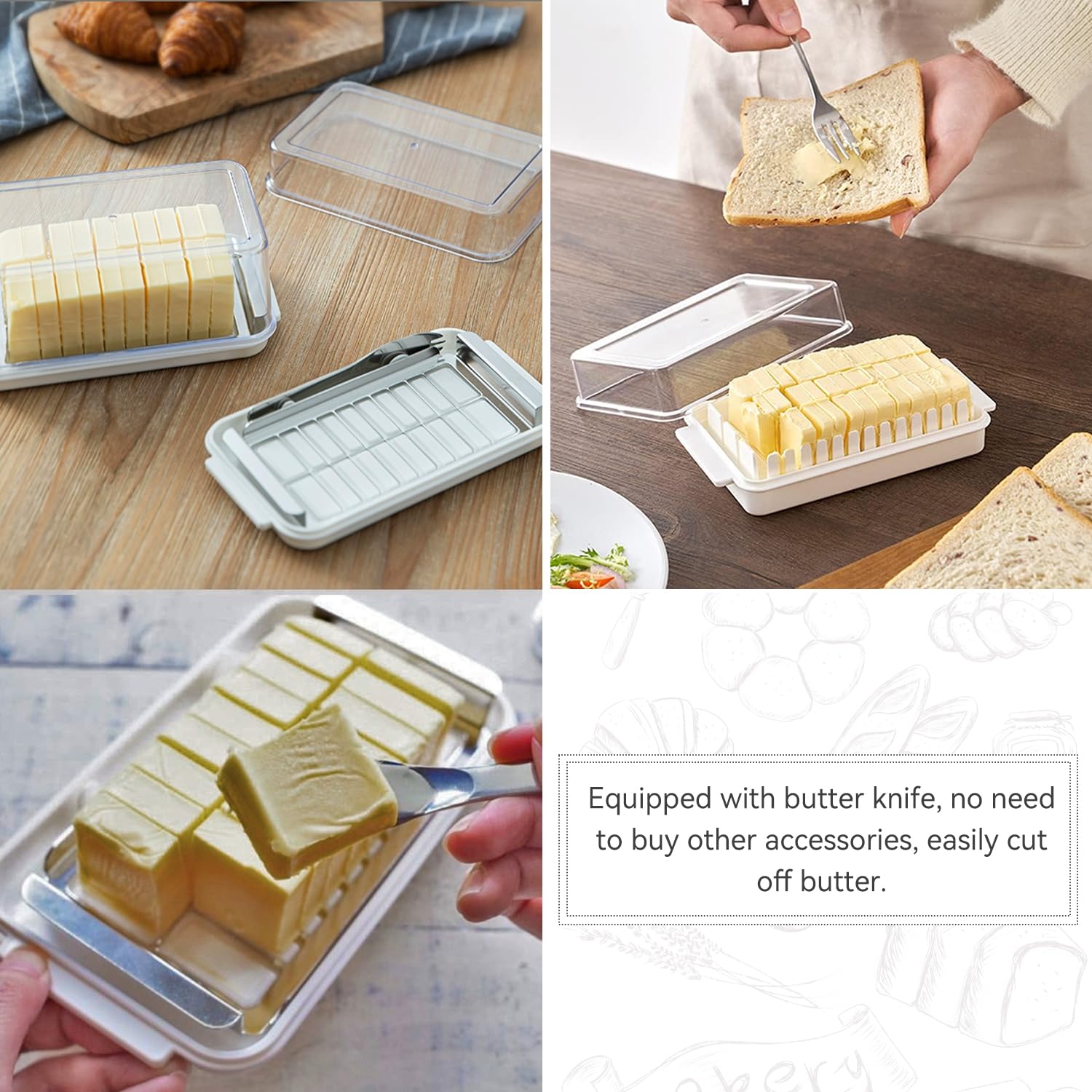 Tissting Kitchen Beurrier avec Couvercle Inox Blanc 19 cm