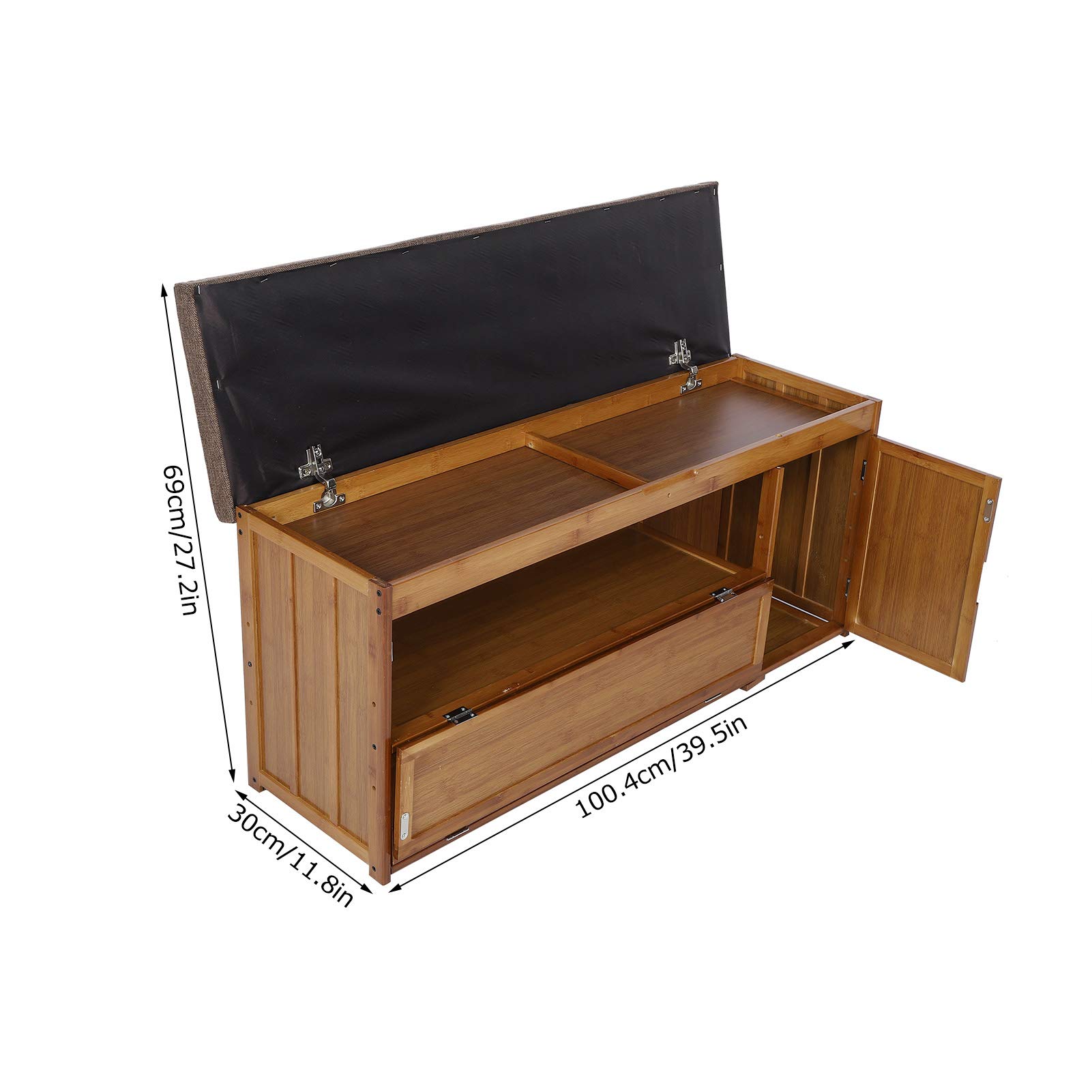 Ejoyous Living Room banc à chaussures bambou 100 cm rembourré