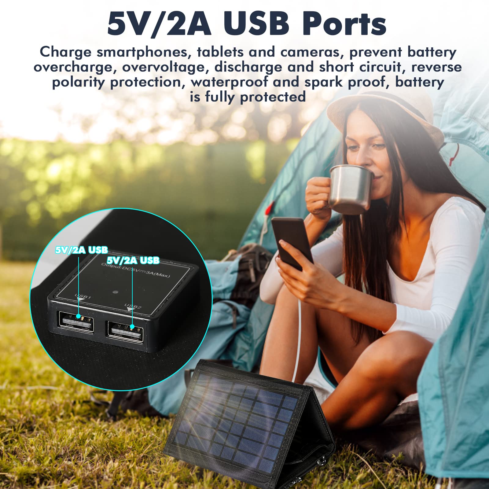 Jadeshay Solaire Photovoltaïque panneau 40W pliable USB