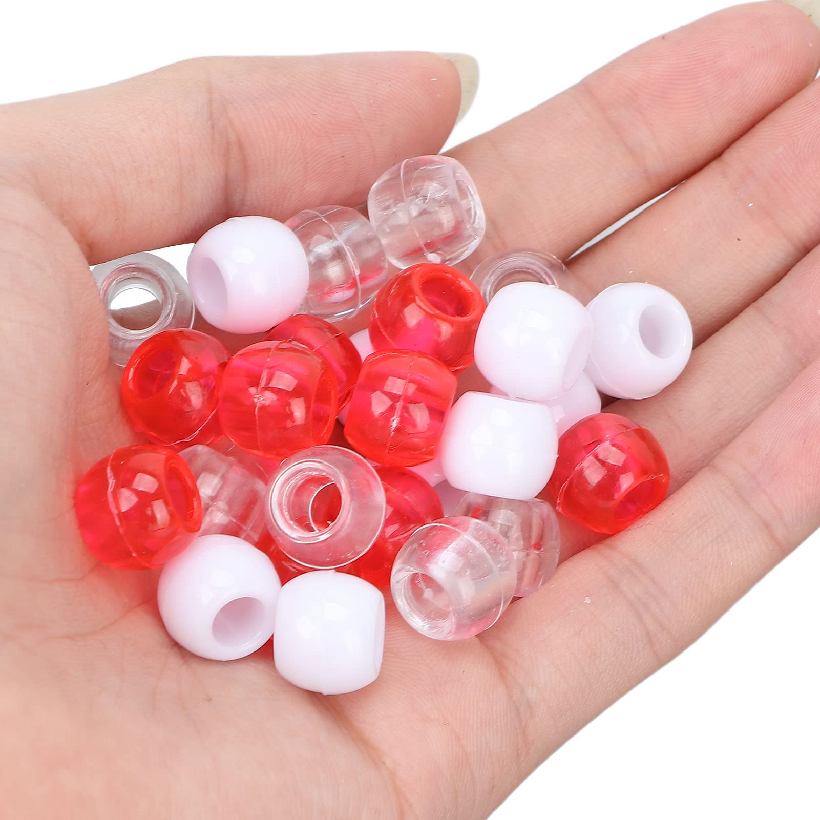 Tissting perles cheveux plastique rouge blanc 100 pcs
